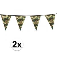 Camouflage vlaggenlijn - 2x - 6 meter - plastic - army - leger thema - vlaggetjes