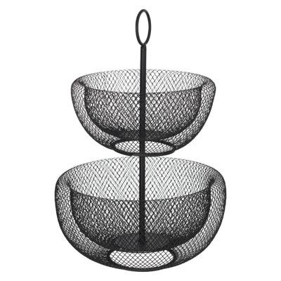 fruitschaal - zwart - metaal - 29 x 47 cm - rond - Dubbele etag?re