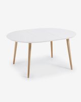 Kave Home Uitschuifbare Ronde Eettafel Oqui, 120 - 200 x 120cm - Wit - thumbnail