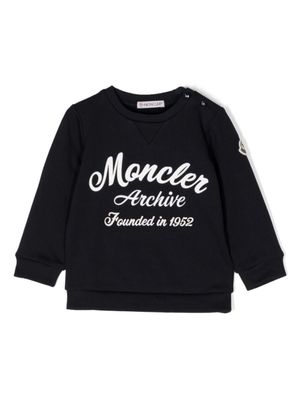 Moncler Enfant sweat en coton à logo imprimé - Bleu