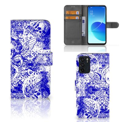 Telefoonhoesje met Naam OPPO Reno6 5G Angel Skull Blauw