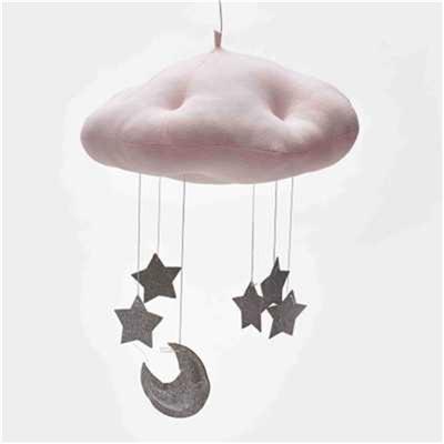 Baby Nursery plafond mobiele partij decoratie wolken maan sterren opknoping decoraties kinderen kamer decoratie voor baby beddengoed (roze zilver)