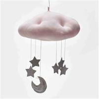Baby Nursery plafond mobiele partij decoratie wolken maan sterren opknoping decoraties kinderen kamer decoratie voor baby beddengoed (roze zilver)