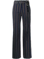 Tory Burch pantalon rayé à taille haute - Bleu