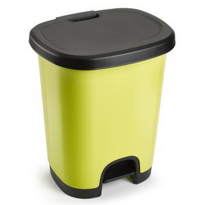 Plasticforte vuilvisbak Pedaalemmer - groen/zwart - 18 liter - 33 x 28 x 40 cm - kunststof - afval