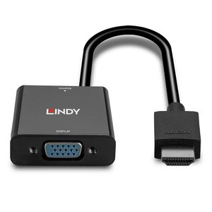 Lindy 38291 video kabel adapter 0,1 m HDMI Type A (Standaard) VGA (D-Sub) Zwart