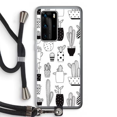 Cactusmotief: Huawei P40 Pro Transparant Hoesje met koord