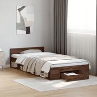 Bedframe met lade bewerkt hout bruin eikenkleurig 75x190 cm