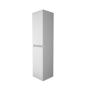 Basic Algemeen hoge kast met 2 deuren greeploos en glazen legplanken 35 x 150 x 35 cm, ice white