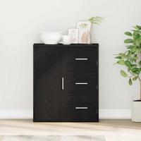 Dressoir met lade Zwart eiken 60 x 31 x 70 cm Bewerkt hout
