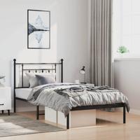 Bedframe met hoofdbord metaal zwart 100x200 cm
