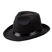Boland Carnaval verkleed hoed voor een Maffia/gangster - zwart - polyester - heren/dames   -
