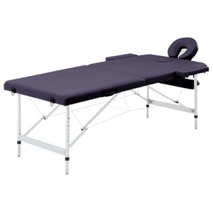 VidaXL Massagetafel inklapbaar 2 zones aluminum wijnpaars