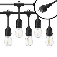 40m Arena LED Prikkabel - IP65 Lichtsnoer Buiten - koppelbaar - Lampjes Slinger - inclusief 40x E27 lampen - Eco - Incl. Stekker