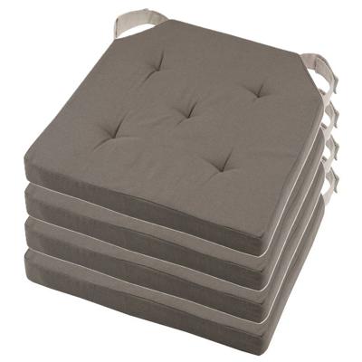 Stof Textile stoelkussen DUO - 4x - taupe - 38 x 38 x 4 cm - klittenband sluiting