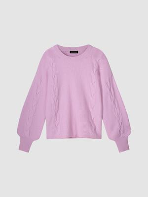 Cashmere pullover met textuur en pofmouwen