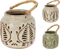 Lantaarn Porselein en Bamboe 14cm Assorti 1st