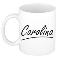 Naam cadeau mok / beker Carolina met sierlijke letters 300 ml - thumbnail