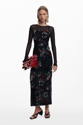 Gecombineerde mesh jurk - BLACK - XL