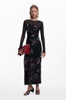Gecombineerde mesh jurk - BLACK - XL