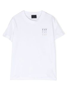 Fay Kids t-shirt en coton à logo imprimé - Blanc