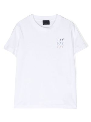 Fay Kids t-shirt en coton à logo imprimé - Blanc