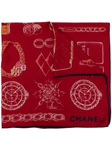 CHANEL Pre-Owned écharpe en soie à imprimé graphique - Rouge