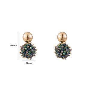 Day&Eve Oorbellen Beads Ball Green Mix Goud