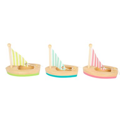 Small Foot badspeelgoed houten zeilboten, set van 3