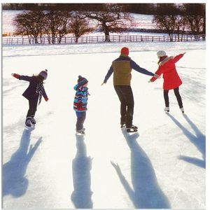 Kerstkaart - Schaatsend Gezin (Set van 5)