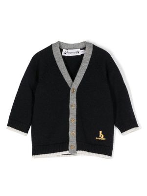 Bonpoint cardigan en laine à logo brodé - Bleu