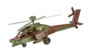 EEN BLIKKEN MODEL VAN EEN APACHE HELIKOPTER