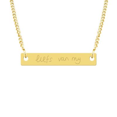 Gepersonaliseerde handschrift bar ketting - Stainless steel - Goud