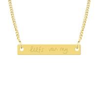 Gepersonaliseerde handschrift bar ketting - Stainless steel - Goud