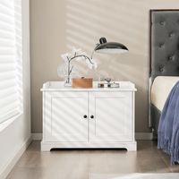 Kattenkast Kattentoilet Kattenhuis met Dubbele Deuren en Krabplank Bijzettafel met Verstelbare Scheidingswand Kattenbak Wit