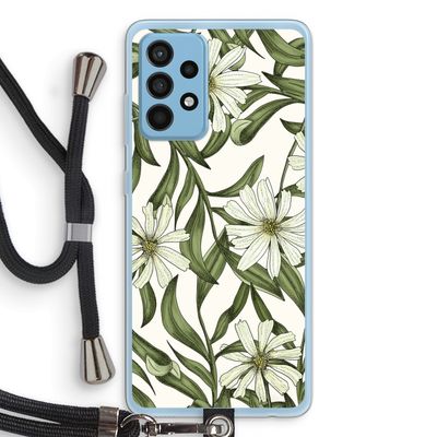 Wit bloemenpatroon: Samsung Galaxy A52 Transparant Hoesje met koord