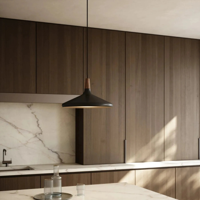 Hanglamp zwart hout &apos;Nori 39&apos; E27 fitting 390mm DFTP