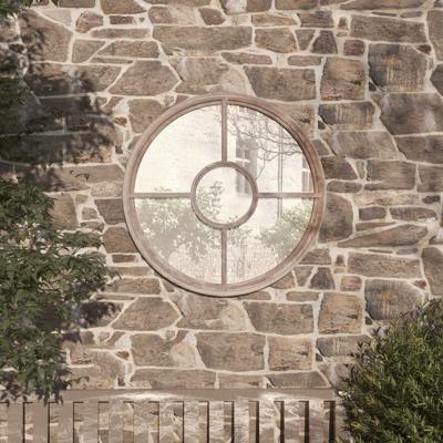 VidaXL Tuinspiegel rond 40x4 cm ijzer zandkleurig