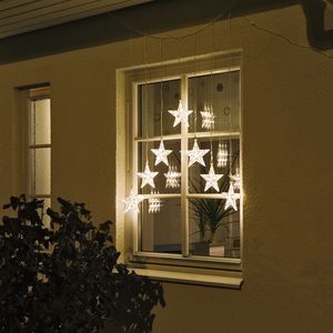 Lichtgordijn met sterren voor buiten - 7 sterren - 35 LEDs - Warm wit - 0.8 x 1.1 meter - Kerstverlichting