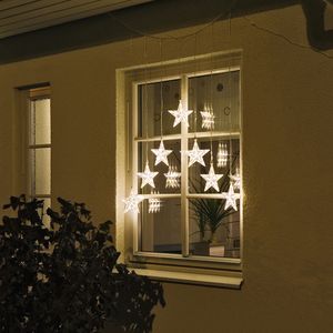 Konstsmide Lichtgordijn met sterren voor buiten - 7 sterren - 35 LEDs - Warm wit - 0.8 x 1.1 meter - Kerstverlichting