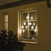 Konstsmide Lichtgordijn met sterren voor buiten - 7 sterren - 35 LEDs - Warm wit - 0.8 x 1.1 meter - Kerstverlichting