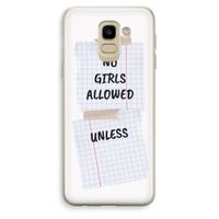 No Girls Allowed Unless: Samsung Galaxy J6 (2018) Transparant Hoesje