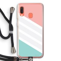 Strepen pastel: Samsung Galaxy A20e Transparant Hoesje met koord