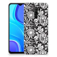 Xiaomi Redmi 9 | TPU Case | Black Flowers
