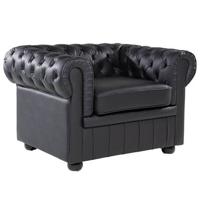 Beliani - CHESTERFIELD - Chesterfield fauteuil - Zwart - Leer