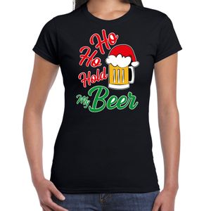 Ho ho hold my beer fout Kerstshirt / outfit zwart voor dames