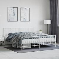 Bedframe met hoofd- en voeteneinde metaal wit 183x213 cm - thumbnail