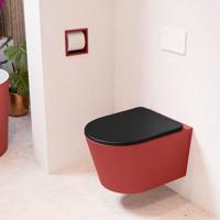 Wandcloset Mondiaz Lavie | Zonder spoelrand | Incl.Toiletzitting-Urban | Keramiek | Fire (rood)