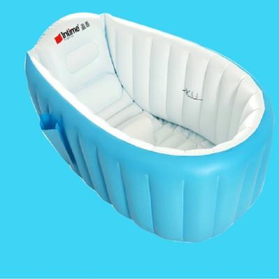2 stuks baby bad tub Kids badkuip draagbare opblaasbare cartoon verdikking Washbowl pasgeborenen houden warm zwembad (blauw)