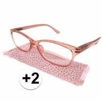 Voordelige leesbril +2 glitter roze   -